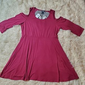 Burgundy Lace Skull Back Skater Dress